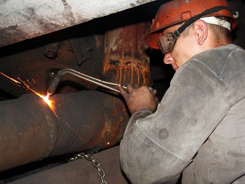 Industrial man welding
